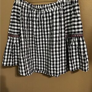 Twinkle Black and White Off The Shoulder Checkered Top